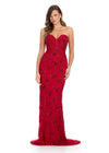 ASHLEYlauren 11818- Red Embellished Strapless Gown - Sequin, Beaded Ashley Lauren Prom Dress 