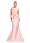 ASHLEYlauren 11874 - Light Pink - Off Shoulder Mermaid Gown with Peplum Waist