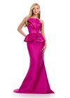 ASHLEYlauren 11874 - Pink Off Shoulder Mermaid Gown with Peplum Waist