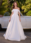 ASHLEYlauren 11914 - White- Off Shoulder Dress - Luxury Bardot Ball Gown - Editorial