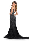 ASHLEYlauren 12030 – Pearl & Crystal Embellished Black Prom & Pageant Gown