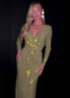 Video - Make a dazzling entrance in this elegant gown featuring a flattering V-neckline, long sleeves, and shimmering press-on stone embellishments throughout for a radiant, sparkling look. Perfect for special occasions.