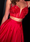 ASHLEYlauren 11826 - Red Two Piece Evening Gown - Embellished Corset - Fit & Flare Skirt - Ashley Lauren Dress - Video