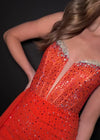 Video - Orange ASHLEYlauren 4719 Strapless Beaded Cocktail Dress