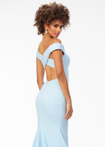 11025 Off Shoulder Scuba Gown with Criss Cross Back