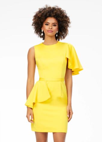 4476 Crepe Fitted Cocktail Dress with Ruffles