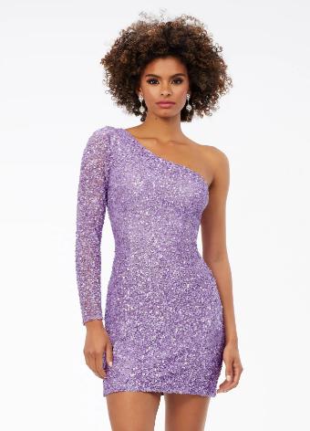 4457 Fitted One Shoulder Sequin Cocktail Dress
