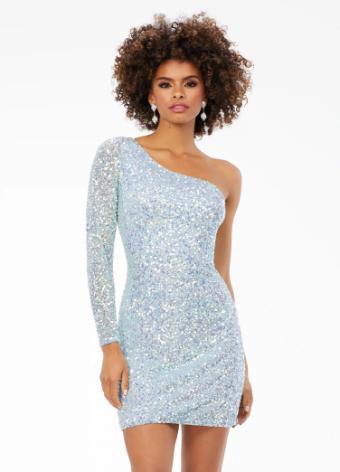 4457 Fitted One Shoulder Sequin Cocktail Dress