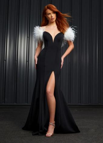 11101 Feather Off Shoulder Gown