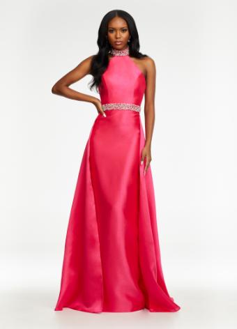 11148 High Neck Column Gown with Overskirt