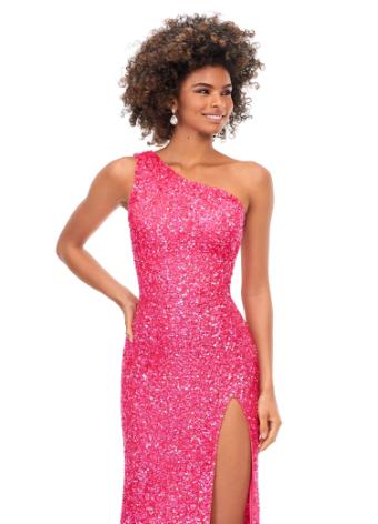 11144 Sequin One Shoulder Gown with Lace Up Back