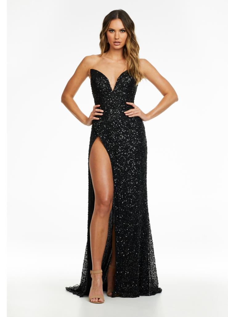 11143 Strapless Sequin Gown with Built in Corset $0 default picture