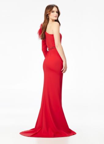 11131 One Shoulder Scuba Gown with Feather Details