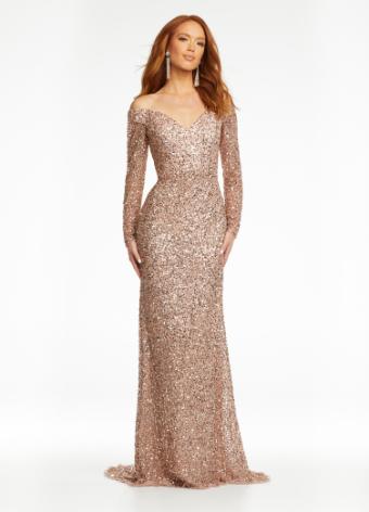 11176 Off the Shoulder Sequin Evening Gown