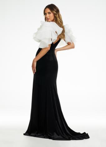 11172 Velvet Gown with Shoulder Ruffle Details