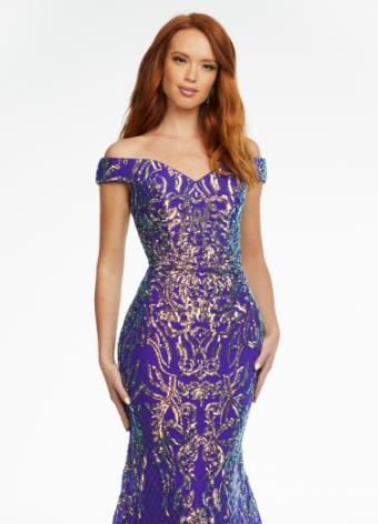 11115 Off the Shoulder Stretch Sequin Gown