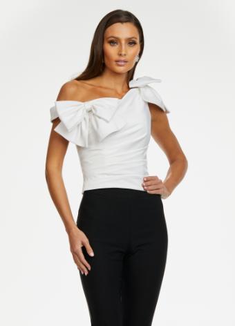9001 Ruched Fitted Top with Bow Details