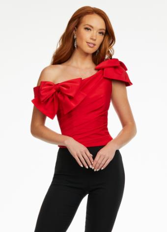 9001 Ruched Fitted Top with Bow Details