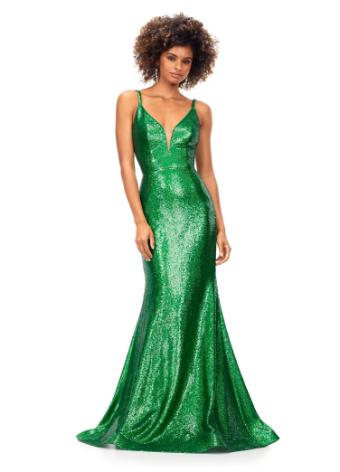 11108 Spaghetti Strap Sequin Gown with Low Back
