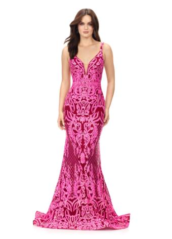11113 Spaghetti Strap Stretch Sequin Gown with Low Back