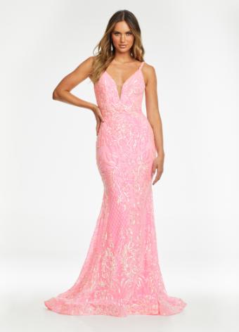 11113 Spaghetti Strap Stretch Sequin Gown with Low Back