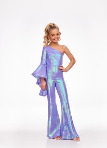 8110 Kids One Shoulder Jumpsuit with Bell Sleeve