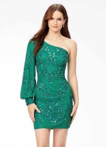 4497 Fitted One Shoulder Sequin Cocktail Dress
