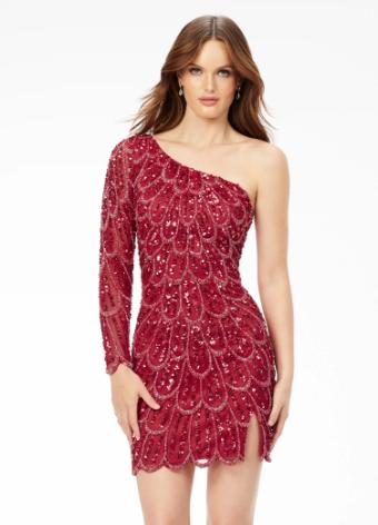 4498 Fitted One Shoulder Sequin Cocktail Dress