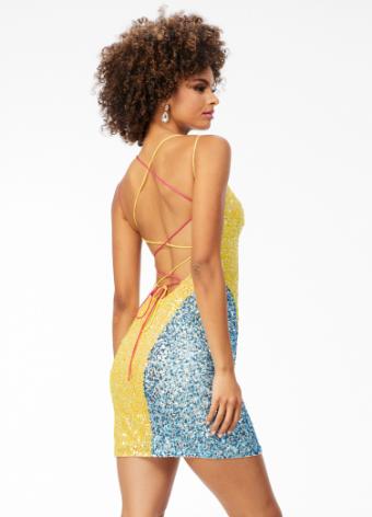 4502 Beaded Color Block Cocktail with Lace Up back