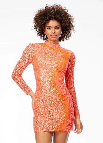 4504 High Neck Cocktail Dress with Sleeves