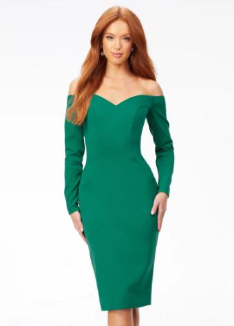 4514 Off Shoulder Cocktail Dress with Sleeves