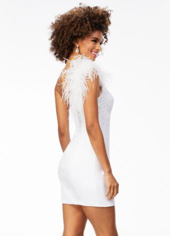 4527 One Shoulder Scuba Cocktail Dress with Feather Details
