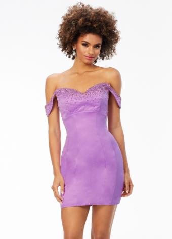 4531 Fitted Off Shoulder Cocktail with Layered Bustier