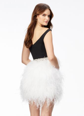 4536 Off Shoulder Cocktail Dress with Feathers