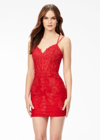 4541 Fitted Lace Cocktail Dress with Lace Up Back