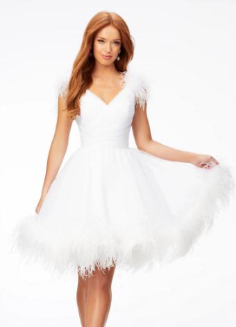 4544 A-Line Cocktail Dress with Feather Details