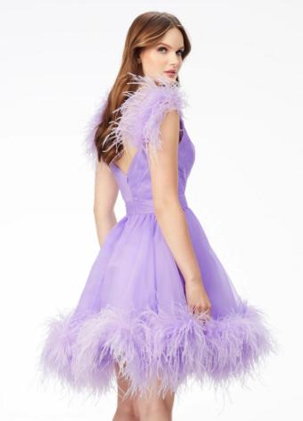 4544 A-Line Cocktail Dress with Feather Details