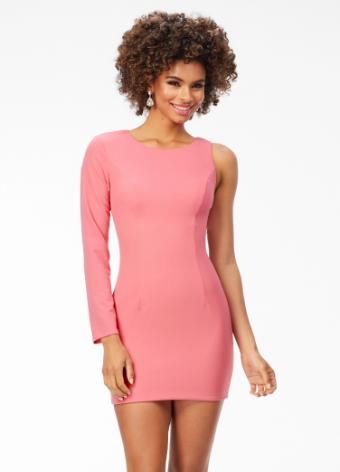 4556 Fitted One Sleeve Jersey Cocktail Dress