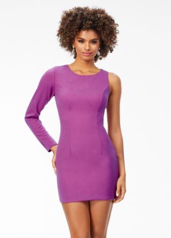 4556 Fitted One Sleeve Jersey Cocktail Dress