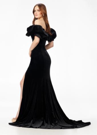 11217 Off Shoulder Velvet Gown with Oversized Ruffle