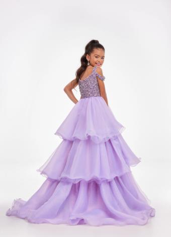 8101 Kids Off Shoulder Gown with Multi-Tiered Ruffle Skirt