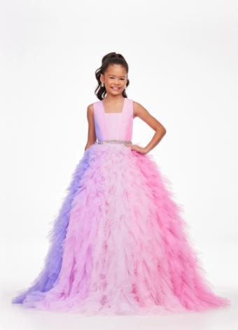 8137 Kids Ombre Ruffle Gown