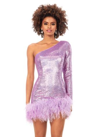 4542 Sequin Cocktail Dress with Feathers