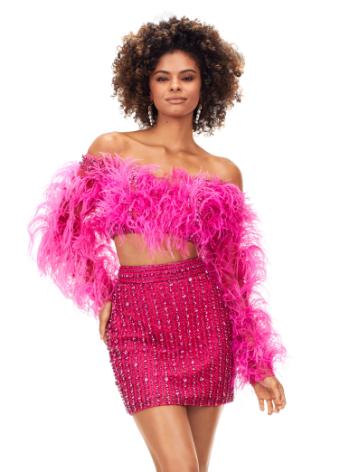 4562 Two Piece Beaded Cocktail with Feathers