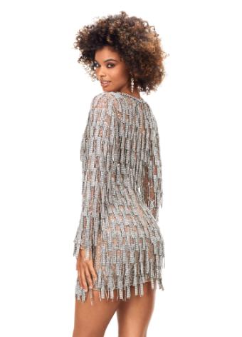 4569 Beaded Cocktail Dress with Fringe