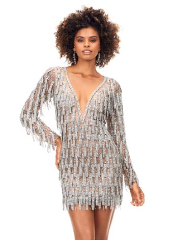 4569 Beaded Cocktail Dress with Fringe