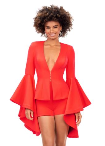 4572 Two Piece Romper with V-Neckline and Bell Sleeves