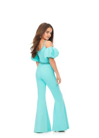 8164 Off Shoulder Scuba Jumpsuit with Puff Sleeves