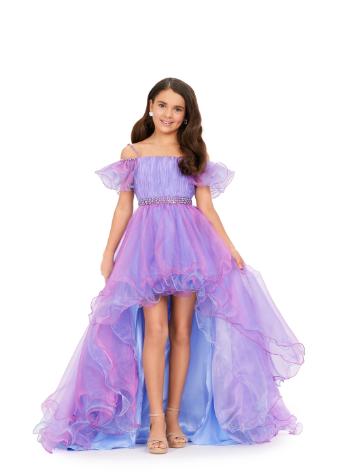8169 Two-Tone Organza High-Low Gown