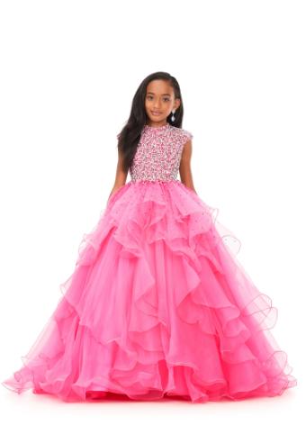 8180 Kids High Neckline Ball Gown with Organza Ruffle Skirt